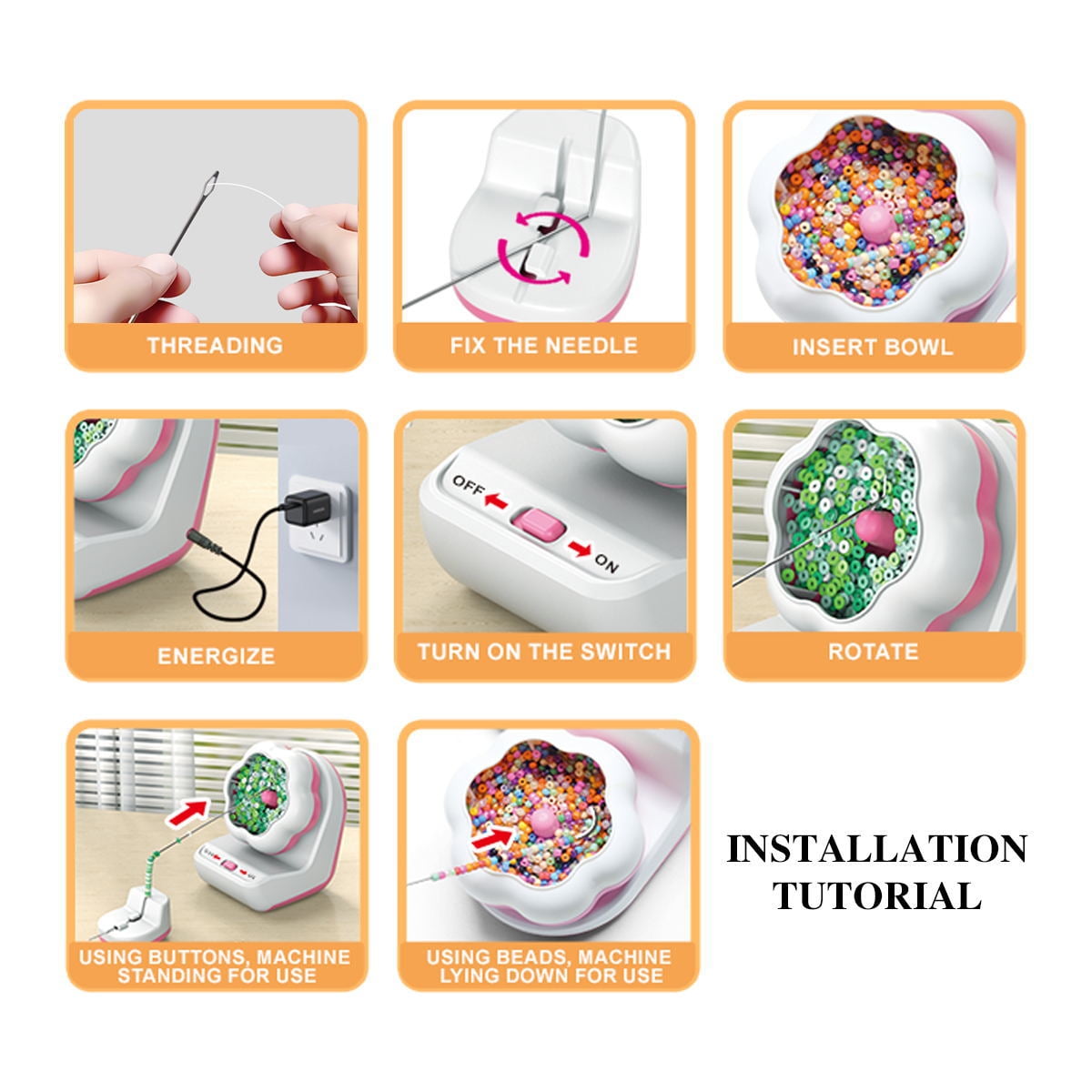 Radetop Electric Clay Bead Spinner for Jewelry Making with Needle and Thread, Bead Spinner for Making Bracelets and Necklaces