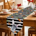thumbnail image 2 of Grey Bunny Easter Table Runner Linen Burlap Table Runner 72 Inches Long Rabbits Spring Botanical Black White Stripe Dresser Scarves for Kitchen Island Coffee Dining Party Holiday Decor 18"x72", 2 of 8
