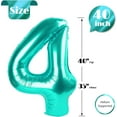thumbnail image 5 of Teal 4 Balloon, Number Balloons 40 Inch, 4th Birthday Decorations for Girls Four Large Numbers for Party Decor, Number 4 Balloon, 5 of 17