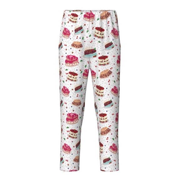 Xecao Birthday Cake Print Teenagers' Pajama Pants Long Sleep Pants Soft Elastic Waist Pajama Bottoms Elastic waist with 2 Pockets 5-16 Years-XS(5-6)