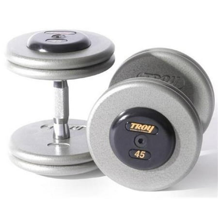 Troy Barbell HFDC-040R Pro-Style Fix Dumbbells With Gray Plates And Rubber End Cap - 40 Pounds - Sold as Pairs