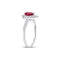 thumbnail image 4 of 10kt White Gold Womens Pear Lab-Created Ruby Solitaire Diamond Frame Ring 1-1/5 Cttw, 4 of 4