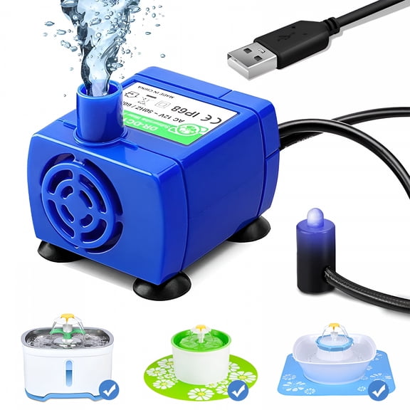 HIBIBUD Cat Water Fountain Pump, Pet Water Fountain Pump Replacement Pump Motor, Pet Drinking Fountain and Cat Dog Water Dispenser Replacement Pump, Blue