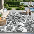 thumbnail image 3 of Findosom Outdoor Rug 9'x12' Reversible Waterproof Outdoor Patio Rug Mat Plastic Straw Rug Outdoor Area Rug Patio Camping Rug for RV Picnic Balcony Backyard Beach Outdoor Decor,Gray, 3 of 9