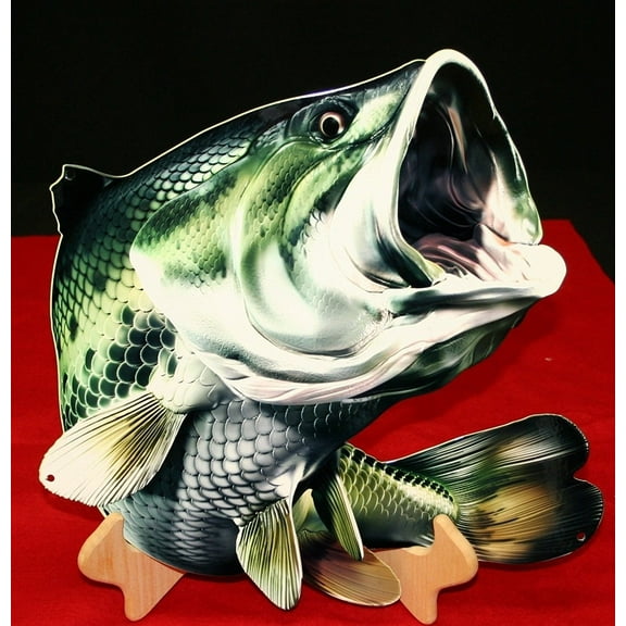 Largemouth Bass Metal Wall Hanging Sign - 16" x 15"