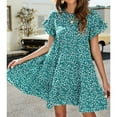 thumbnail image 3 of Lu's Chic Women's Short Sleeve Dress Summer Dresses Short Date Night Ruffle Casual Chiffon Holiday A Line Dress Green 6-8, 3 of 4