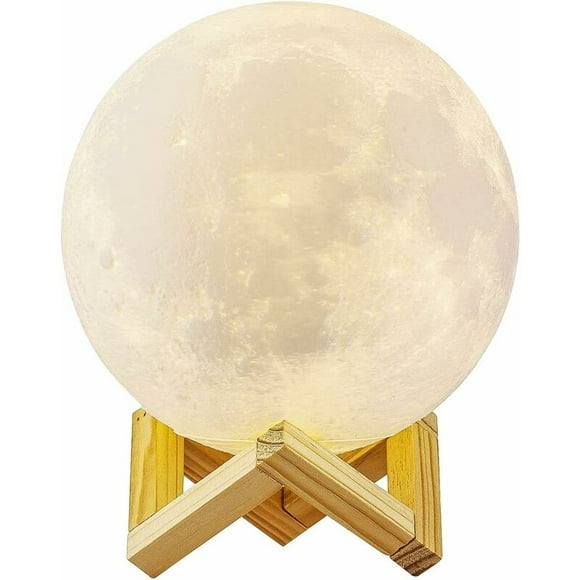 3D Moon Lamp, LED Luna Lamp Touch 3 Colors, 12cm/4.7inch Diameter, USB Rechargeable Moon Night Light for Bedroom Living Room Cafe Birthday Christmas Gift