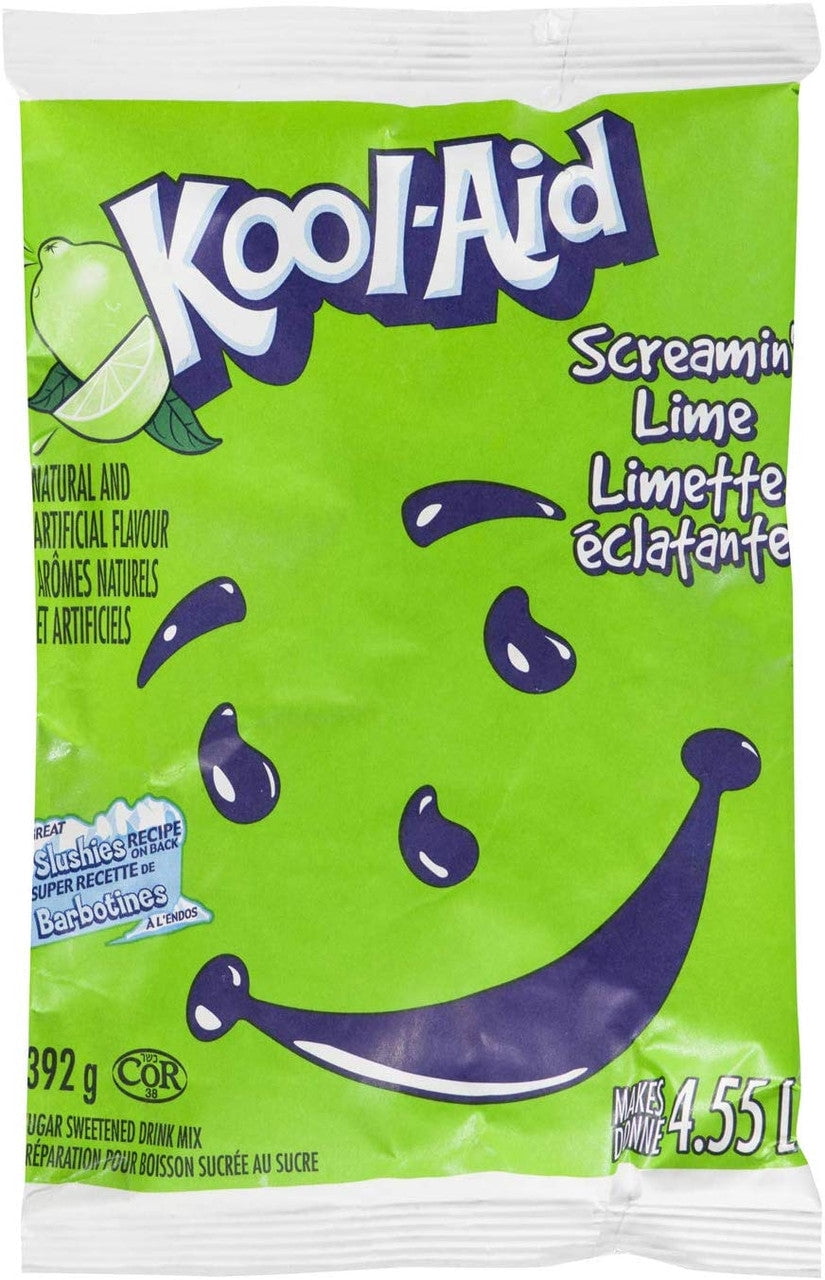 Kool-Aid Screamin' Lime Powdered Drink Mix, 392g/13.8 oz, Pouches