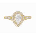 thumbnail image 3 of Arista 0.88 ct Pear Swarovski Diamonds Women's Double Halo Engagement Ring Yellow plated Sterling Silver, 3 of 4