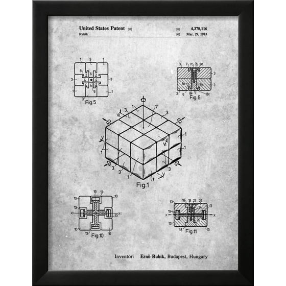 Rubik S Cube Patent Framed Print Wall Art By Cole Borders Com