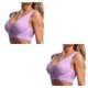 thumbnail image 3 of Sonducket Sujetador deportivo para mujer, Tops cortos acolchados sin costuras inalámbricos, chaleco a prueba de golpes, ropa interior hueca Violeta 2Conjunto, 3 of 6