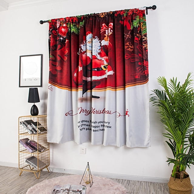 Cortina de ventana de Navidad, lindas cortinas de ventana de Feliz Navidad para el hogar, cortina de decoración de fiesta, resultados impresionantes