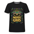 thumbnail image 4 of Xixinqiwan Men Tops Mardi Gras Dress Shirt,Men's Gold Green Purple Round Neck Short Sleeve Tee Mask Print Shirts Carnival Costume Casual Tops, 4 of 6