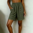 thumbnail image 5 of Cagogo Women's Plus Size Bermuda Shorts Elastic Waist Casual Loose Pants with Pockets Summer Vacation Beach Travel Lounge Shorts for Women, Army Green 3XL, 5 of 6