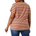 thumbnail image 4 of Agnes Orinda Women's Plus Size T-Shirt Rainbows Stripe Crew Neck Short Sleeve Top 1X Rainbow, 4 of 9
