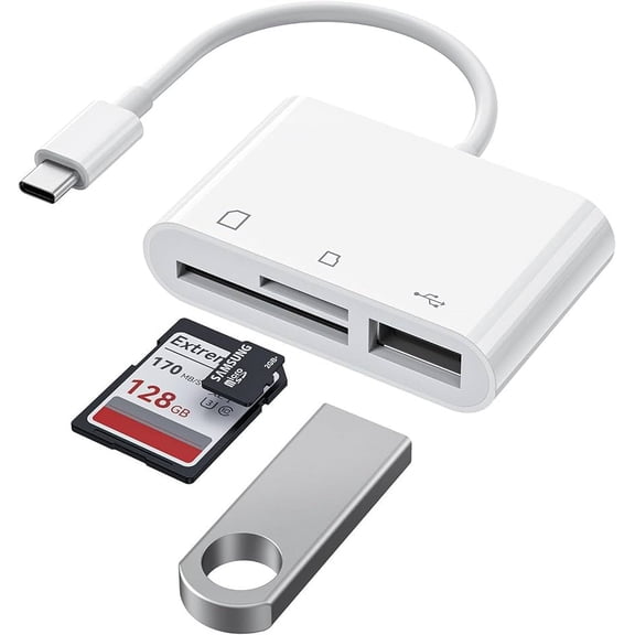 USB C to Micro SD TF Memory Card Reader, 3-in-1 USB C Card Read Compatible with iPad Pro, MacBook Pro/Air, Chromebook, USB Camera Card Reader Adapter for XPS, Galaxy S10/S9 and More USB C Devices