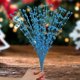 thumbnail image 1 of Xiao Hua Paquete de 3 tallos de bayas artificiales con purpurina azul de 15,7 pulgadas, palitos decorativos de purpurina para árbol de Navidad., 1 of 4