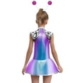 thumbnail image 2 of Ocealan 2Pcs Girls Alien Outfits Metallic Mock Zip Front Tutu Dress with Headband for Party Dance Blue Hot Pink 16, 2 of 6