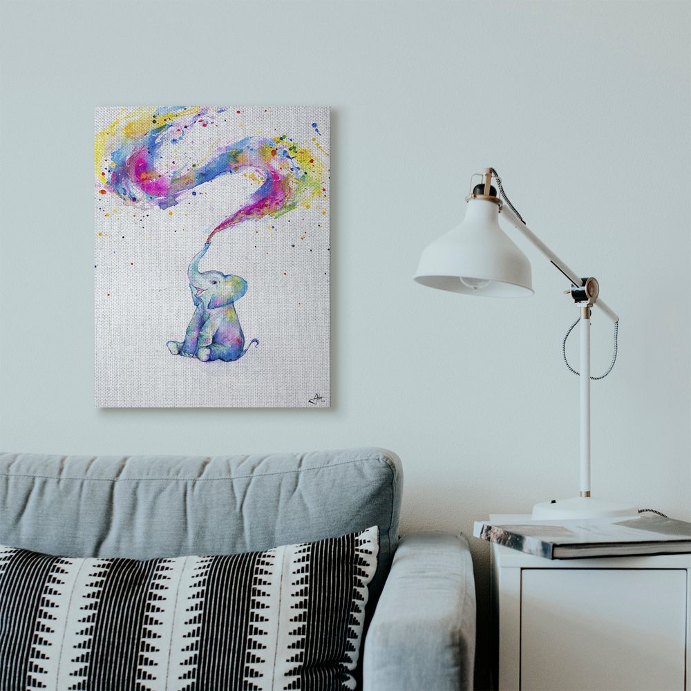 Stupell Industries Colorful Abstract Elephant Animal Watercolor Painting Canvas Wall Art by Marc Allante