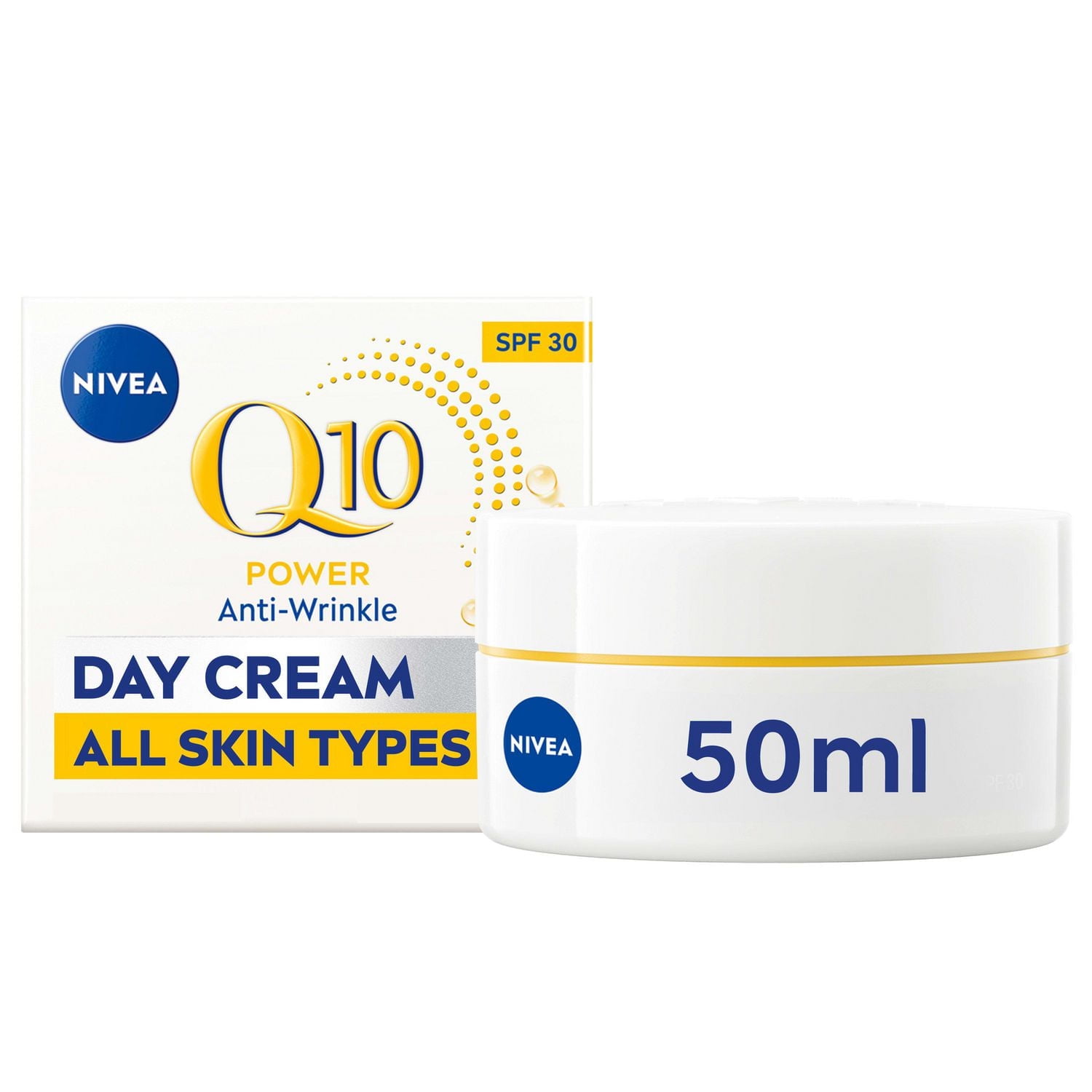 NIVEA Crème De Jour Q10 Power Anti-Rides Raffermissante, Tous types de peau 50 ml