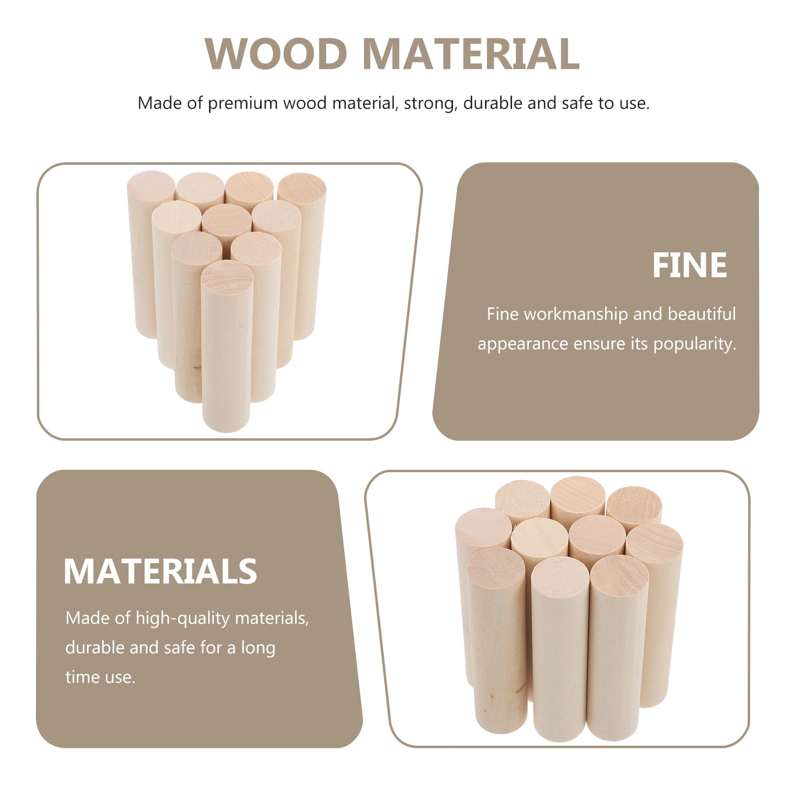 ORDDIART 10Pcs Diy Wood Round Sticks for Crafts and Art Projects with Unfinished Hardwood