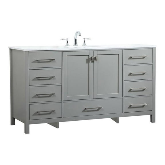 Elegant Kitchen and Bath 60 inch Single bathroom vanity in grey
