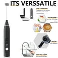 thumbnail image 3 of Rirool Rechargeable Milk Frother Handheld 3-Speed, Electric Whisk with 2 Stainless Steel Heads for Coffee Latte, Matcha, Cappuccino, Hot Chocolate, Black, 3 of 7