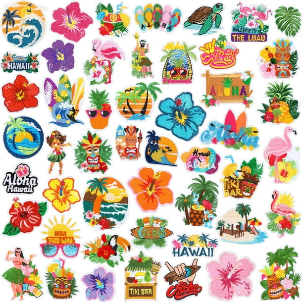 Set de 48 parches bordados hawaianos termoadhesivos de Yuxung