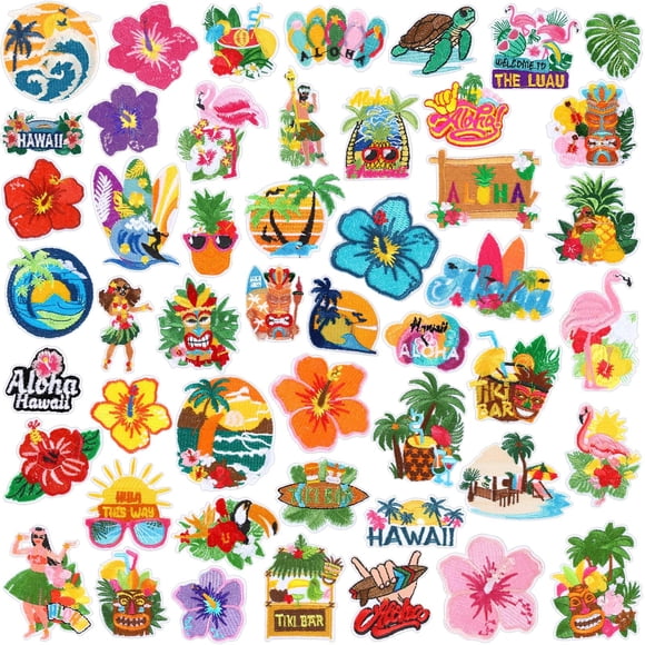Set de 48 parches bordados hawaianos termoadhesivos de Yuxung