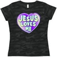 thumbnail image 3 of Inktastic Jesus Loves Me Women's T-Shirt, 3 of 5
