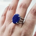 thumbnail image 4 of Natural Lapis Lazuli Ring, Afghani Lapis Lazuli Ring, May Birthstone, 3 Twisted Band, 925 Sterling Silver, Womens Ring, Christmas, Thanksgiving, Handmade, Statement Jewelry, Natural Gemstone Ring, 4 of 6
