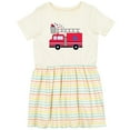 thumbnail image 3 of Inktastic 4th of July Firetruck with Red and Blue Stars Girls Toddler Dress, 3 of 5