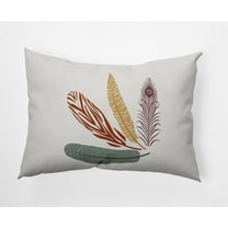 Simply Daisy, 14" x 20" Feather Study Orange Floral Decorative Outdoor Pillow