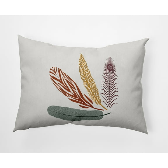 Simply Daisy, 14" x 20" Feather Study Orange Floral Decorative Outdoor Pillow