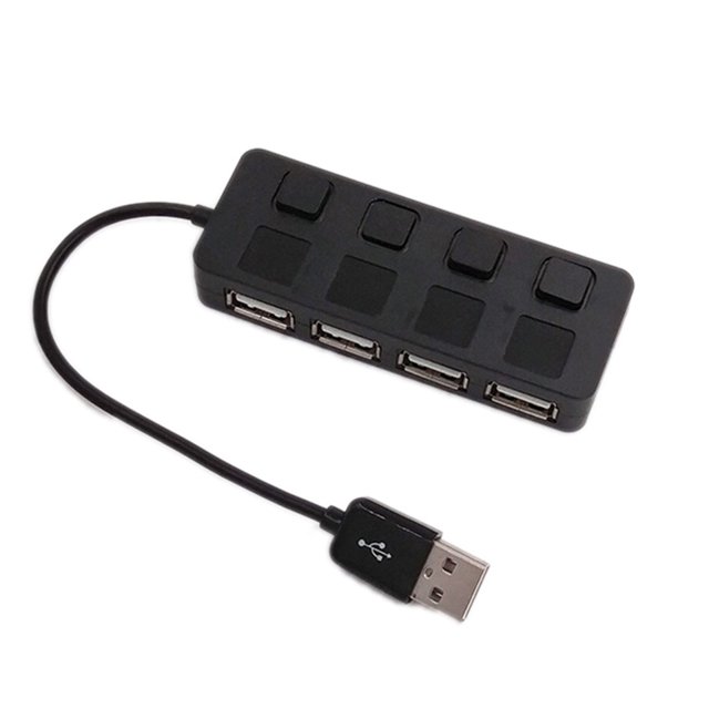 Seitruly 1 Drag 4 Mini USB Splitter Adapter Laptop Notebook Computer PC USB2.0 Hub Indicador LED Interruptor de botón individual Juegos de teclado y mouse para computadora Negro