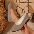 thumbnail image 2 of CYMMPU Women's Round Toe Knit Wedge Slip On Shoes, Lightweight Low Wedge Casual Walking Flats, Daily Comfort Footwear Khaki 37, 2 of 7