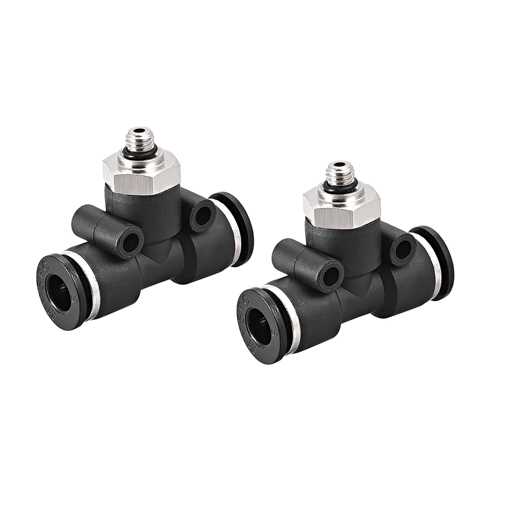 Plastic Tee Push To Connect Tube Fittings,6mm Tube OD x M5 Male Thread