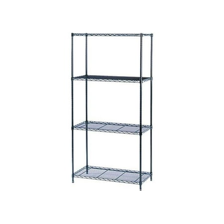 Safco Commercial Wire Shelving, Four-Shelf, 36w x 18d x 72h, Black