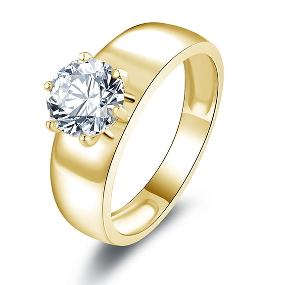 Moissanite Rings for Women 1 .5CT D Color VVS1 Round Cut Wedding Ring Brass With 18k Yellow Gold Plated Engagement Ring