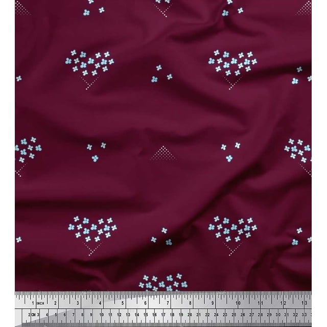 Soimoi polyester Crepe Fabric Dot & Floral Artistic Fabric Prints By Yard 42 Inch Wide