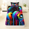 thumbnail image 3 of Erosebridal Kids Video Headphones Twin Sheet Sets,Multicolor Splash Ink Bedding For Boys 3 Pieces, 3 of 6