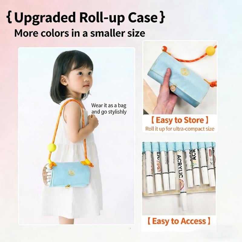 CEORPER Portable Roll Up Marker Case Contains Artist Grade Coloring Pens For Travel