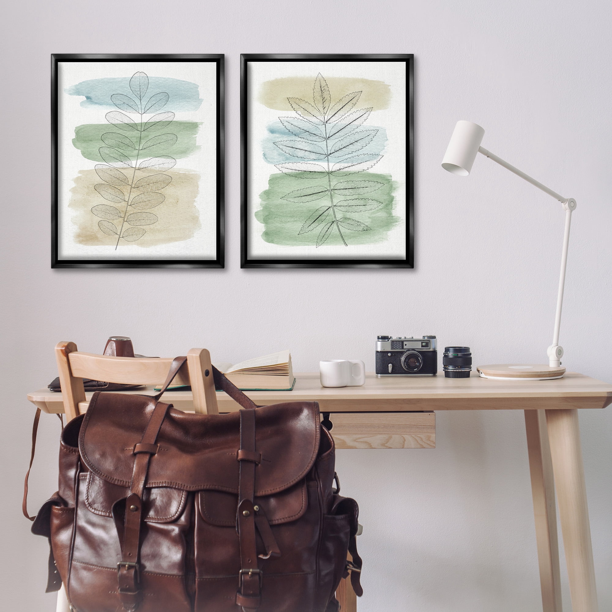 Stupell Industries Neutral Spring Forest Branches Botanical & Floral Painting Black Floater Framed Canvas Art Print Wall Art, 25 x 31, Set of 2