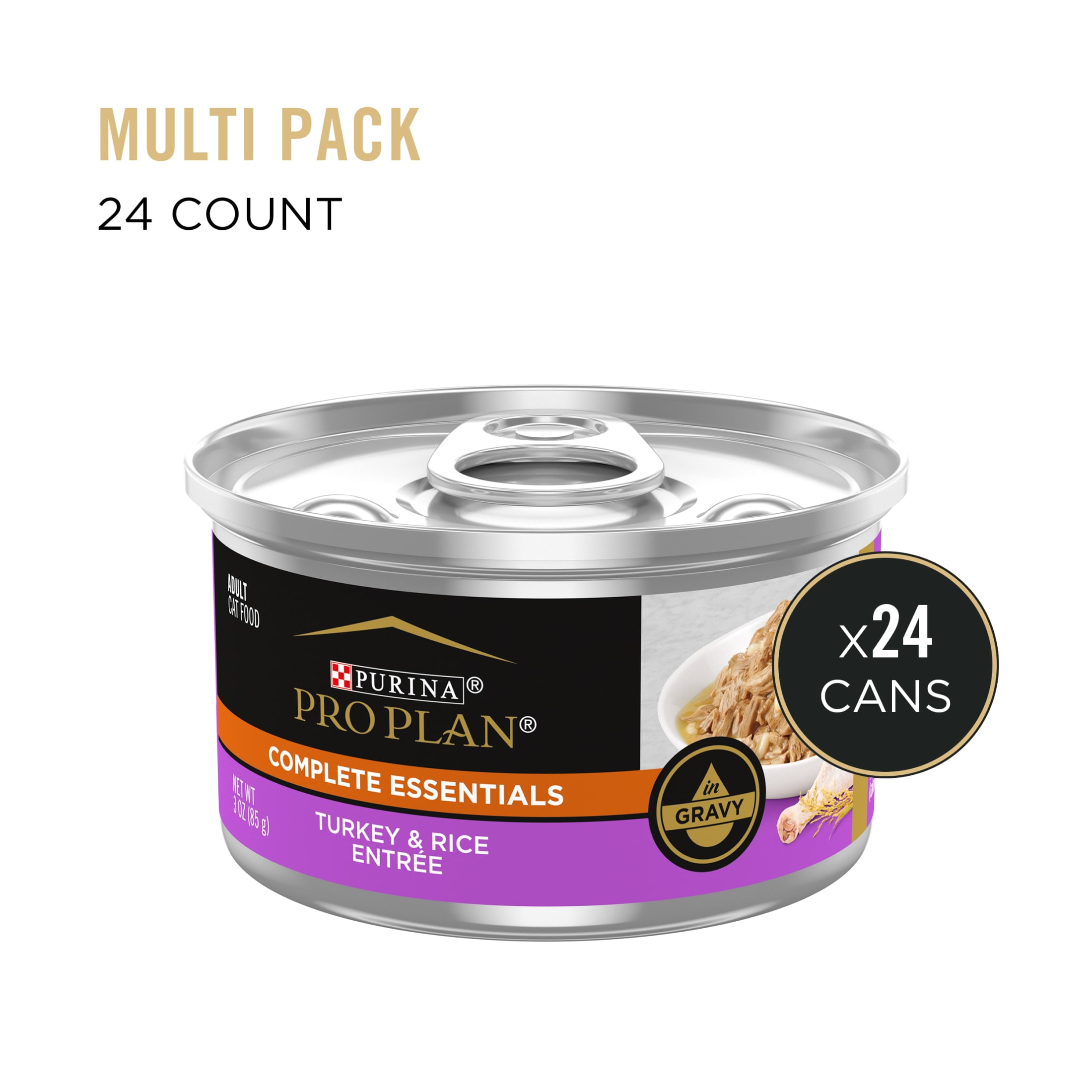 Purina Pro Plan Complete Essentials, Turkey Rice, Wet Cat Food 3 oz Cans, 24 Pack
