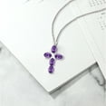 thumbnail image 4 of Gem Stone King 925 Sterling Silver Purple Amethyst Cross Pendant Necklace for Women (2.25 Cttw, Gemstone February Birthstone, Oval 6X4MM, With 18 inch Silver Chain), 4 of 4