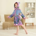 thumbnail image 4 of FORMRS Niños Bathrobe Unisex Hooded Robe Soft Plush Pajamas Sleepwear, Size 10-12T, Purple Window Scene, 4 of 7