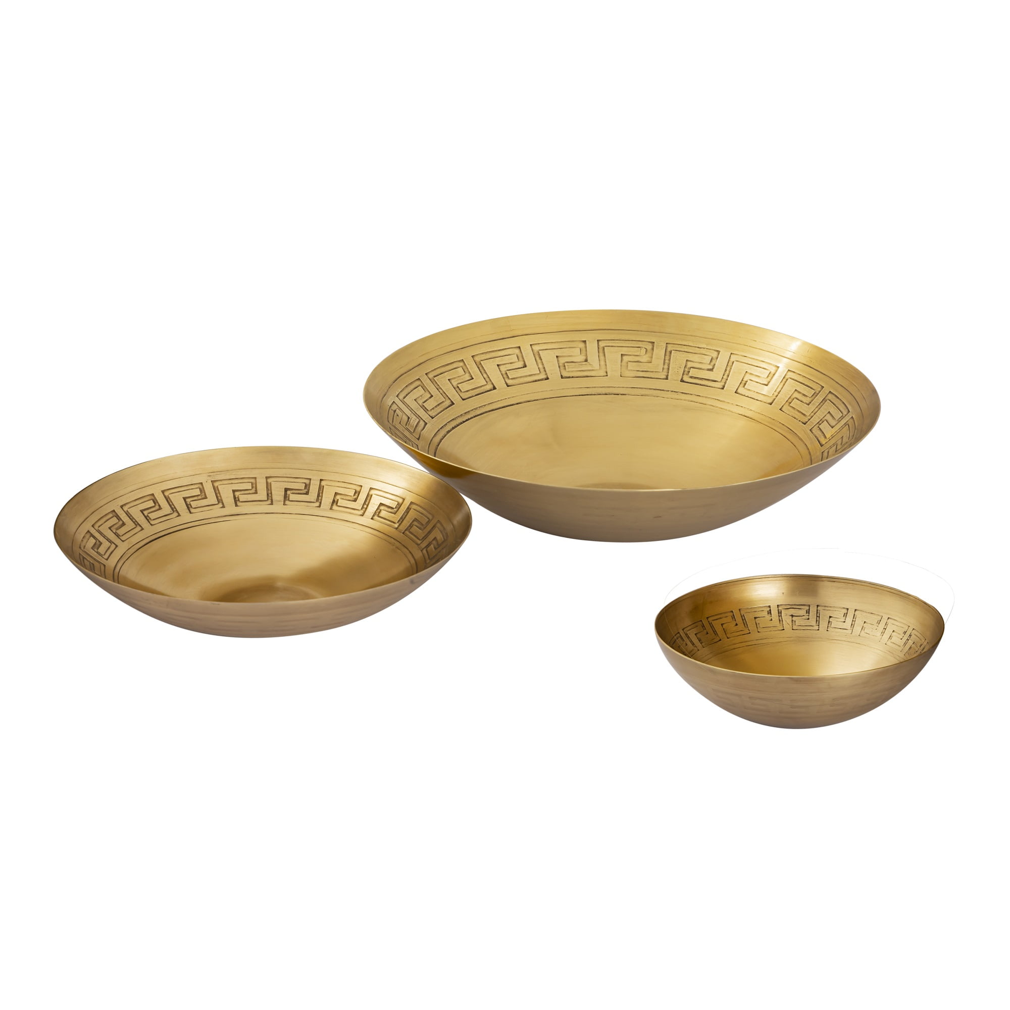 Greek Key Bowl Set of 3 Brass