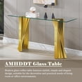 thumbnail image 6 of 55" Glass Console Table, Modern Accent Entrance Desk, 0.39" Tempered Glass & Irregular Stainless Steel Base for Entrance, Living Room, Office, 6 of 6
