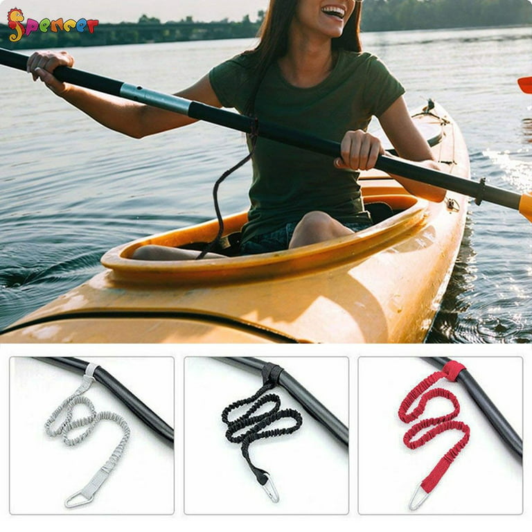 Spencer 2 Pack Kayak Paddle Leash Fishing Rope Rod Safety Lanyard Boat  Accessories Stretchable Coiled Rod for Kayak and SUP Paddles Red