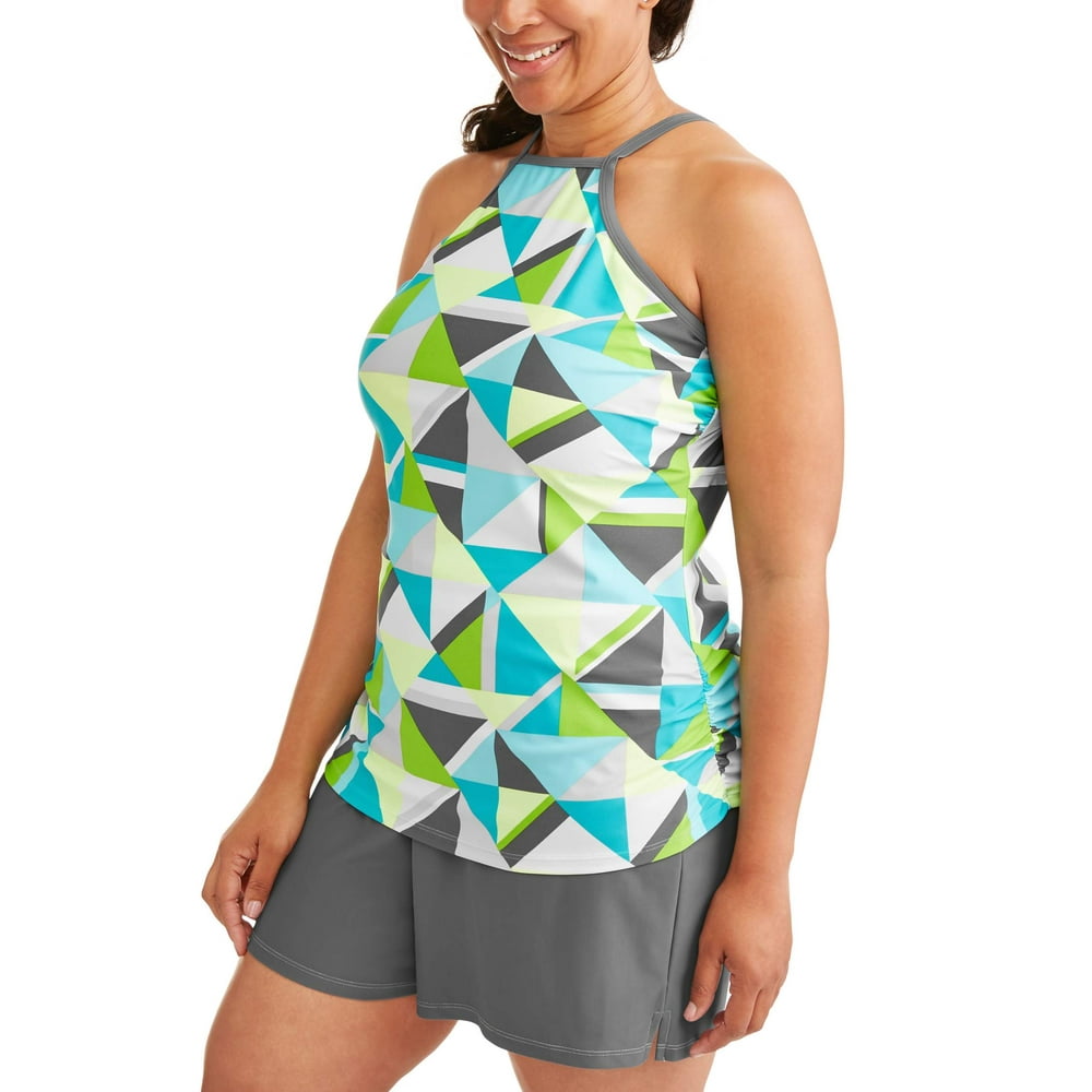 Free Tech Women's PlusSize Sporty Swim HighNeck Halter Tankini Top